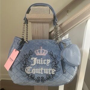 Viral Juicy Couture Royal Moment Satchel slate blue